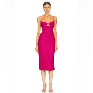 Ivanna Lace Midi Dress in Fuchsia